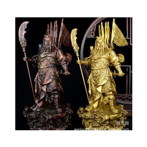 Copper Brass craft Art Bronze Decoration Crafts Brass Copper Feng Shui Protective Guardian Kwan Kung Statue Guan Yu Feng Shui Fu