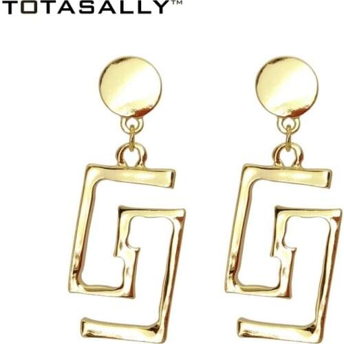 TOTASALLY Metal Stlye Womens dangle Earrings Brand Chic Geometric Ladies Statement Puzzle Shape Pendant Earrings Bijoux