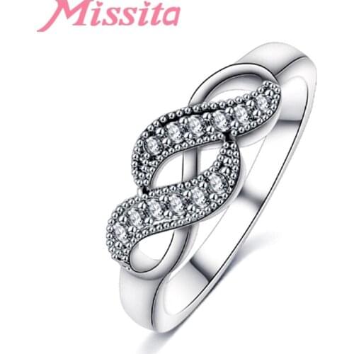 MISSITA 100% 2019 New Fashion Double Helix Rings For Women Wedding Brand Fashion Jewelry Anniversary Gift anillos mujer