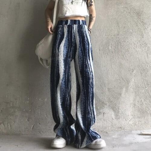Korean Fashion Casual Pants with Loose Pit Strip and Tie Dyed Loose Drooping Sensation Wide Leg Pants for Men and Women