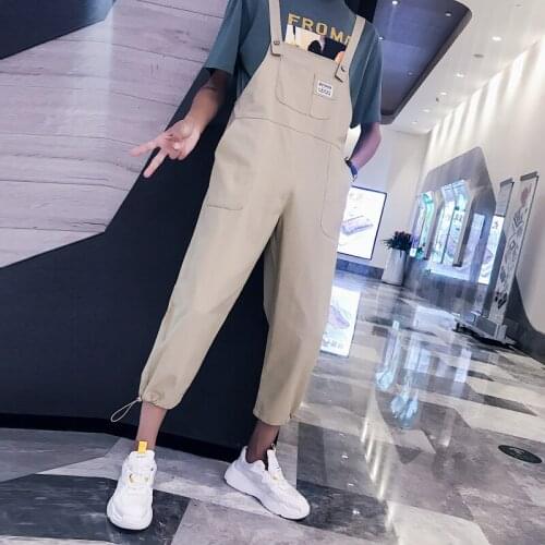 Fashion mens loose overalls mens huge bib pants Original Retro pocket jumpsuits Couple Solid color Straight One-piece pants