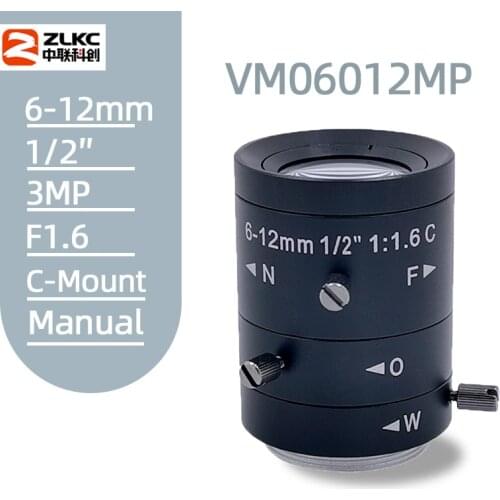 New FA C-Mount Lens 6-12mm Variable Focal Manual Iris Lenses 3.0MP 1/2 inch Lens Suitable for IP Camera and Machine Vision кадр