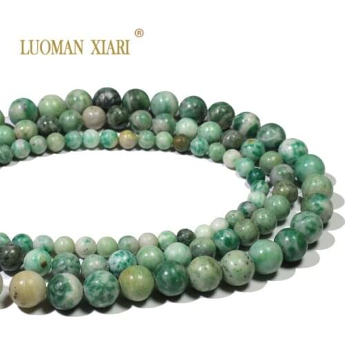 Wholesale Natural Green Decorative Stone Round Beads For Jewelry Making DIY Bracelet Necklace Material 6/8/10 mm Strand 15