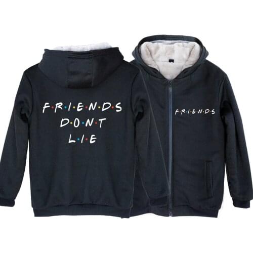 FRIENDS Don't LIE Friends Icon Man Boy Parkas Full Zip Coat Plus Velvet Autumn Winter Couple Clothes ZIIART
