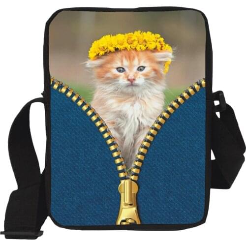 Casual Women 3D Animal Messenger Bags Cute Cat Dog Print Children Cross-body Shoulder Travel Bags Ladies Small Bolsa Feminina