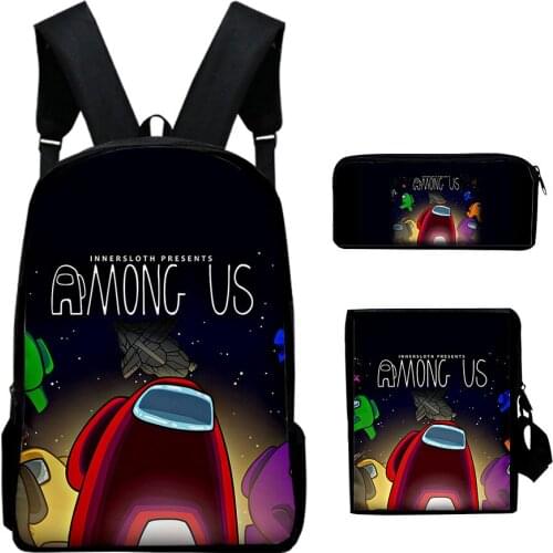 Am Long USA game backpack bag mens and womens teen boys and girls school bag anime cartoon backpack 3D three-piece bag