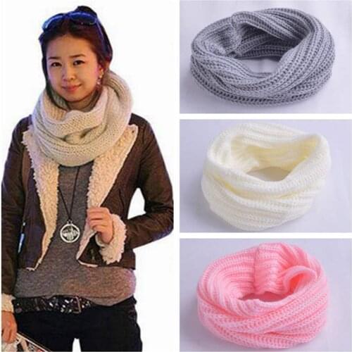 Women Warm Scarf Winter Autumn Soft Knitted Scarves Solid Color Lady Girls Snood Scarf Neck Collar