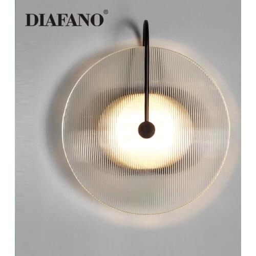 Nordic modern Creative Disc Glass Bedside Wall Lamp glass living room bedroom aisle Background Led Wall Sconce Lighting