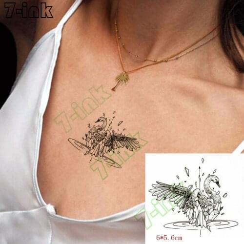 Tattoo Sticker sketch White Swan bird arrow Waterproof Temporary Arm Hand Body Art Flash Fake Tatoo for man woman kid