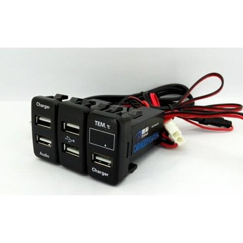 USB Charger Audio Connector Voltage OUT TEMP IN Display Temperature VOL.V TEM For Toyota Porte AP10 Prado LC120 LC70 LC100