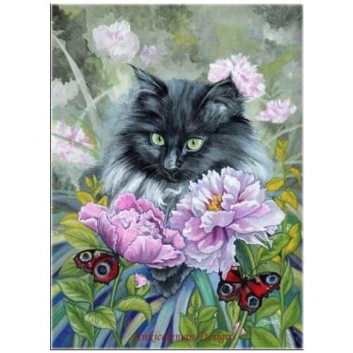 Embroidery Counted Cross Stitch Kits Needlework - Crafts 14 ct DMC DIY art Color Handmade Decor - Cat and Butterflies 2