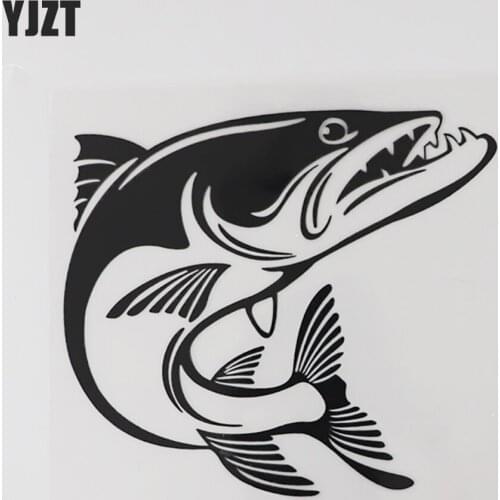 YJZT 14.3CM×12.5CM Amusing Marine Fish Decal Car Stickers Vinyl Black/Silver 13D-1107
