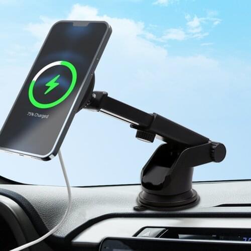 For IPHONE 12 Charger Car Phone Holder For IPhone 12 Pro Pro Max Telescopic Suction Cup Car Dashboard Mount Cell Phone Stand