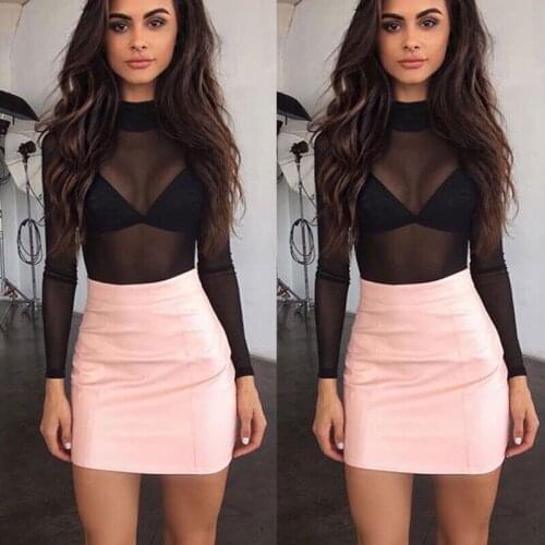 Women Sexy Hollow Mesh T-Shirt Long Sleeve Tee Tops Transparent Slim Tees Autumn Clothes S-XL