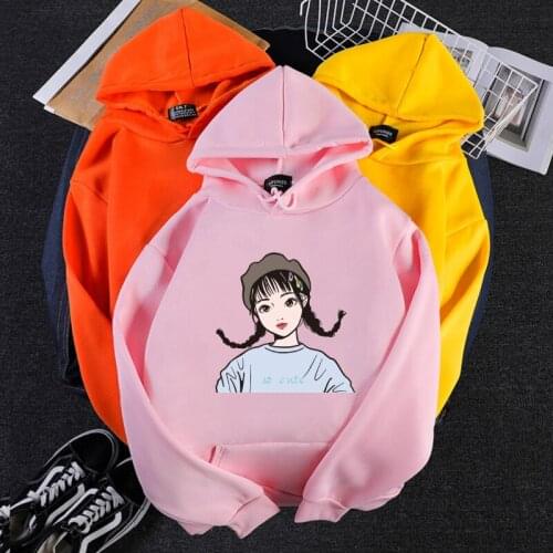 Hoodies oversized print Girl Pocket Sweatshirts Hooded Harajuku Spring Casual Vintage Korean Pullovers Women sweetshirts