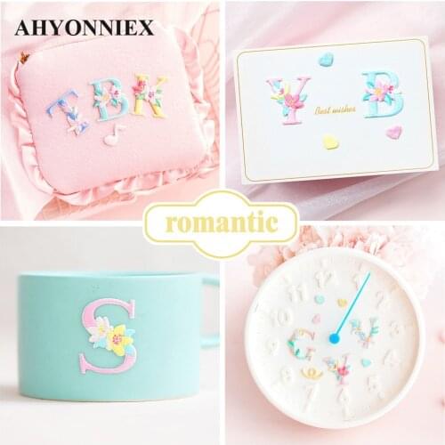 1 Set of 26 Flower English Letters Patch Glue Sticker Iron on Patches for Clothing DIY Applique Embroidery Clothing Accessories