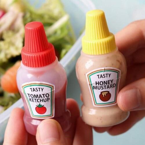 2Pcs Sauce Containers Cartoon Shape Plastic Small Salad Dressing Container portable salad dressing ketchup bottle for Home