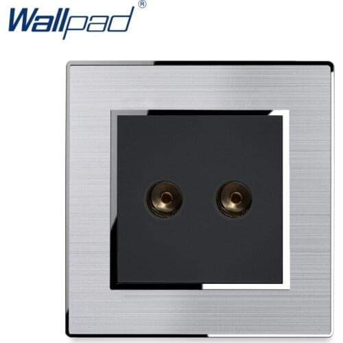 2 TV Socket Wallpad Stainless Steel Panel With Silver Border Wall Socket Weak Electricity Sockets