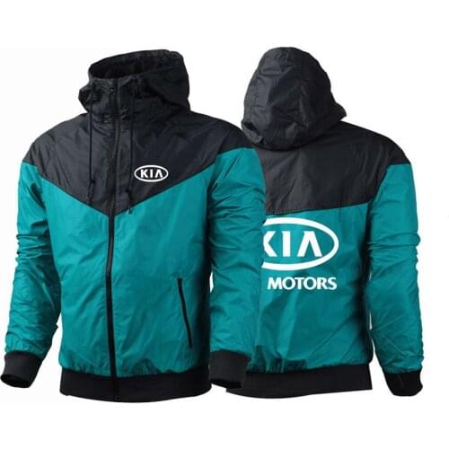 2021Kia Motors Car Logo Streetwear Windbreaker Hoodies Print Jacket Sport Customize Leisure Zipper College Punk Men Casual coat