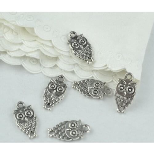 25pcs alloy Tibetan Silver Plated owl Charms Pendants for Jewelry Making DIY Handmade Craft 18*9mm D134