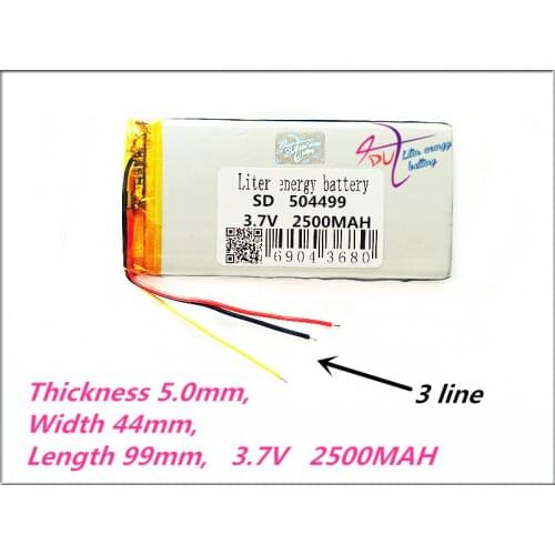 3 line 504499 3.7V 2500MAH Polymer rechargeable batteries GPS DVD Electronic Products E-BOOK power bank Speakers Moblie Phone