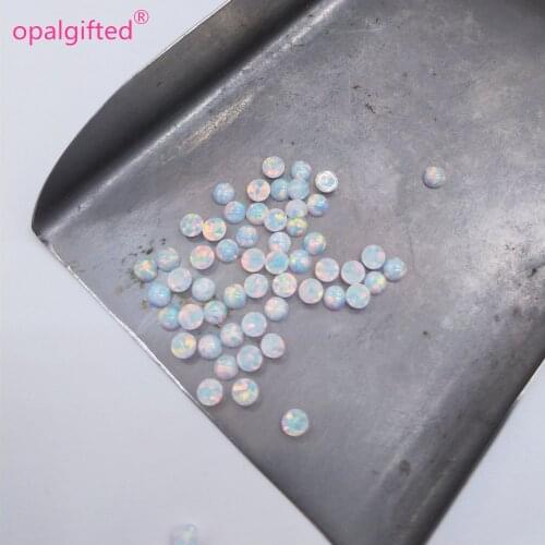 50pcs/lot)Free Shipping white 3MM Cabochon Opal many Colors Synthetic Round Flat Bottom Opal Cabochon Stone for body jewelry