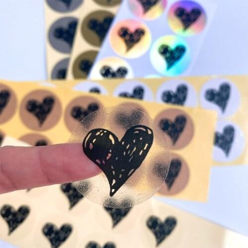500pcs/lot Creative Black Hand Painted Love Heart Packaging Sealing Sticker Customized Baking Seal DIY Stickers