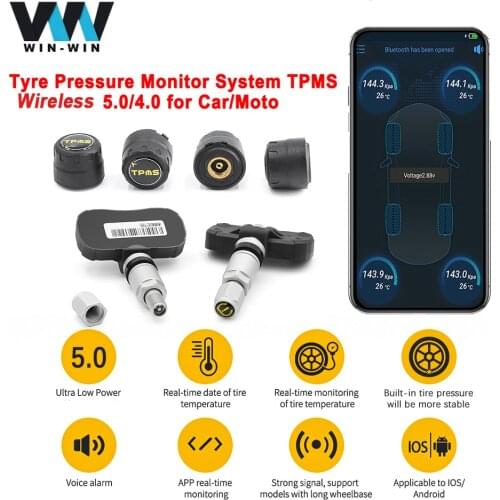 TPMS Wireless BT5.0 Tyre Pressure Monitoring System Car Moto Alarm Auto Tires Pressure Gauge Sensor Motorcycle For Android/IOS