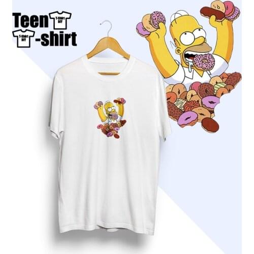 Camisetas Hombre Mujer Estampado Homer Simpson Camiseta Manga Corta 100% Algodon en Blanca Ropa Anime harajuku Personalizada