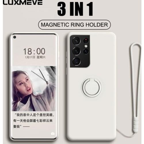 Magnetic Ring Holder Silicone Case For Samsung Galaxy A51 A71 A50 A70 A52 A72 A10 A20 A30 S21 S20 S10 S9 S8 Plus Liquid Cover