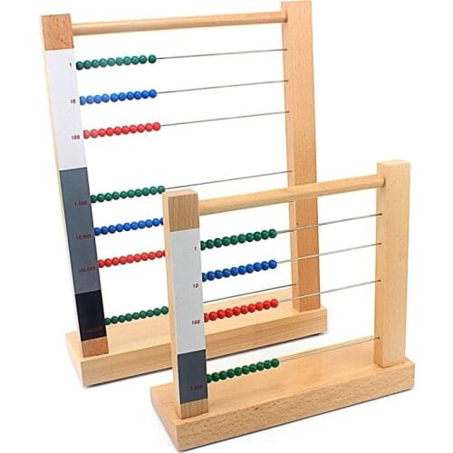 Toddler Wooden Montessori Math Toy Beads Abacus Toy Computing Rack Cent Ten Hundreds Housands Beads Toys for Children Boys Girls