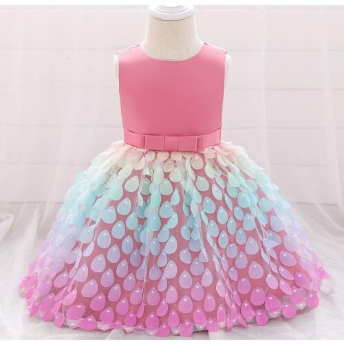 Children Clothing 2021 New Baby Flowers Princess Dresses For Girls 1 Year Birthday Dress Infant Party Dress Wedding Gown Vestido