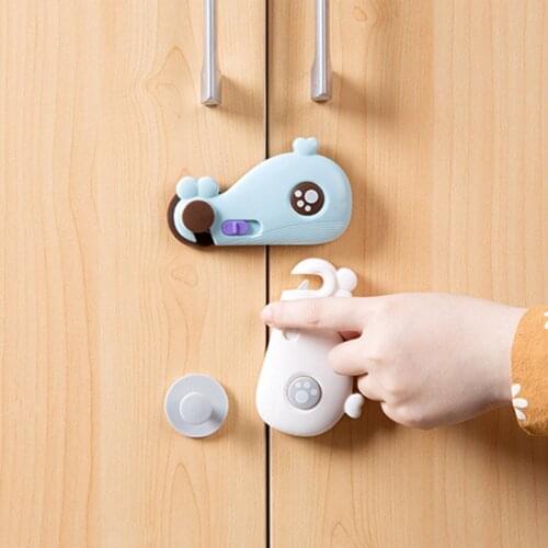 Baby Grey Blue Safety Cabinet Lock Whale Shape Children Drawer Locker Refrigerator Child proof Cupboard Drawer Latches