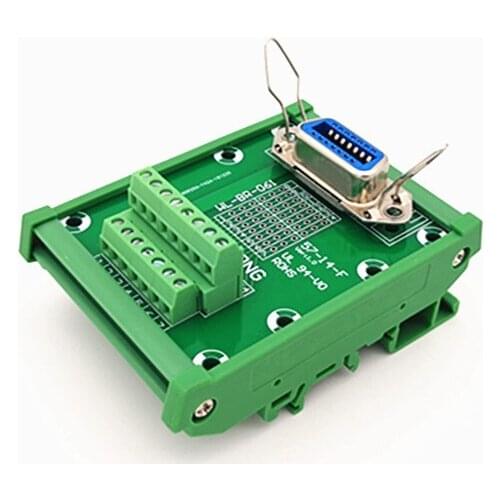DIN Rail Mount 57Series 14-Pin 0.085" Female Header Connector Breakout Board