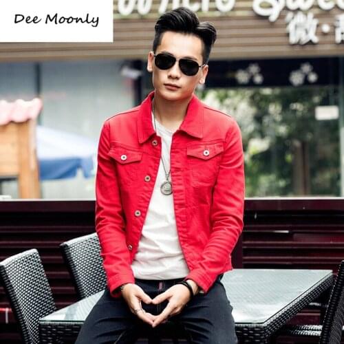 DEE MOONLY 2021 New slim mens jackets and coats casual denim jacket men veste homme men jeans jacket khaki black army green red