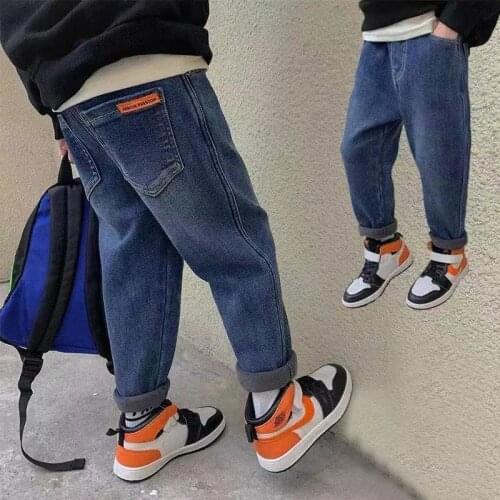 Boys Jeans 2021 New Fashionable Boy Pants Classic Loose Small Trousers Childrens Trousers Black Blue Overalls