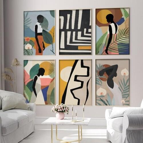 Geometric Abstract Girl Minimalist Wall Art Canvas Painting Nordic Posters And Prints Wall Pictures For Living Room Home Decor