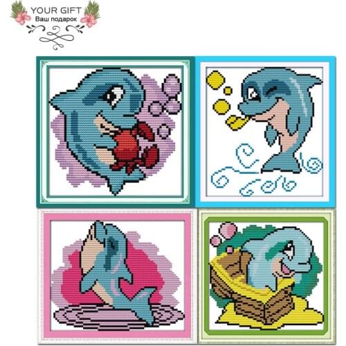 Your Gift K722(1)K723(2)K724(3)K725(4) Home Decor The Little Dolphin Needlework Needlepoint Cross Stitch kits