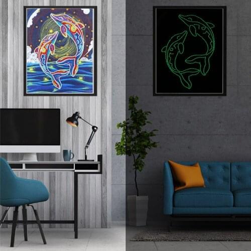 Cartoon Animal Flower 5D Diamond Painting Cross Stitch Partial Drill Special Shaped Diamond Home Decor Luminous Wall Picture