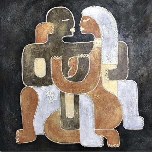 Handmade Oil Painting Abstract Art Figure Lover Extra Large Canvas Modern Artwork For Living Room Dining Room Wall Decor Gift