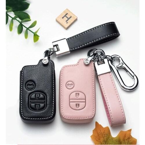 3 Buttons Leather Car Key Case Cover for Subaru Foreste XV for Toyota Land Cruiser Prado 150 Camry Prius Crown Keychain Ring