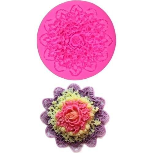 Lace Flower Shape Mold Silicone Chocolate Fondant Candy Mold Fondant Cake Decoration Mould Polymer Clay Mould Resin Mould E559