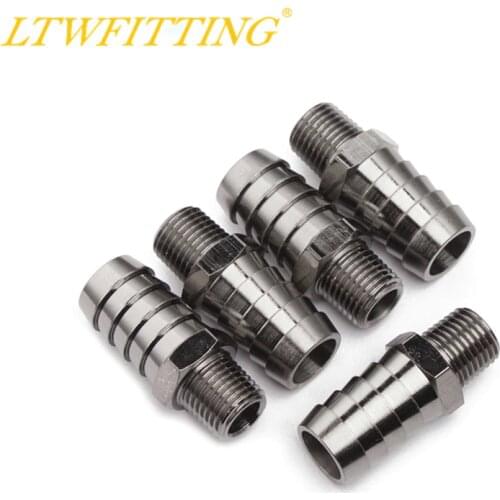 LTWFITTING Black Nickel Plating Brass Fitting Coupler 5/8-Inch Hose Barb x 1/4-Inch Male NPT Adapter