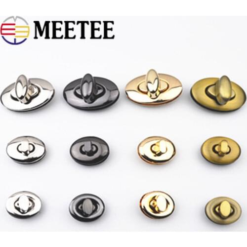 Meetee 2pcs Twist Locks for Handbag Metal Closure Lock Clasp Bags Snap Buckles Oval Screw Twists Buckle DIY Leather Accessories