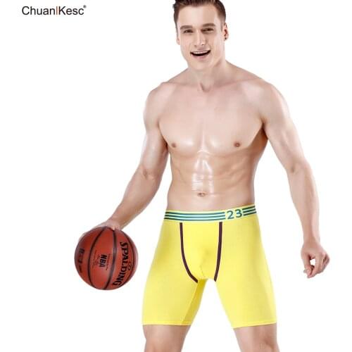 Mens Lengthened Boxers Running And Playing Basketball Comfortable Anti Abrasion Leg Underwear High Quality Cotton Sports Shorts