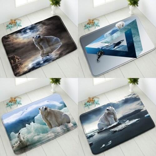 Animals Polar Bear Non-Slip Bathroom Mat Dolphin Whale Penguin Snow Winter Scenery Bedroom Kitchen Doormat Rug Absorbent Carpet
