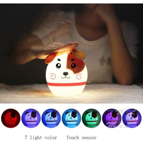 Night Light Led Emulsion Cute Animal Mini Table Lamps for Bedroom Children Room Light Art Deco Colourful Touch Sensor Dimming