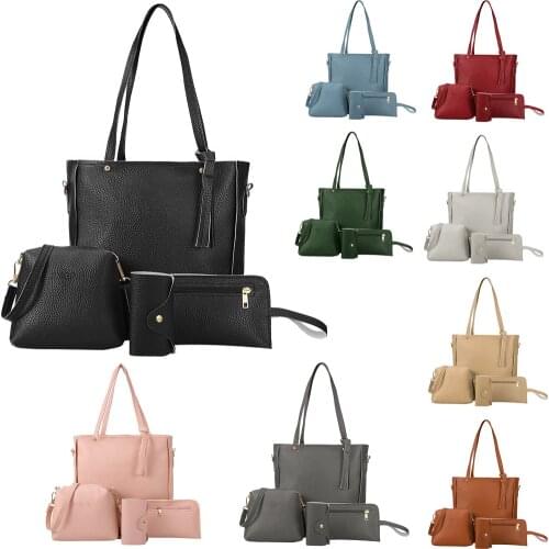 New Wave Fashion Four-piece Tassel Shoulder Bag Pu Leather Ladies Handbag Wild Casual Messenger Bag 2021 New Thicker Style