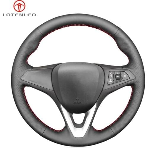 LQTENLEO Black Artificial Leather Steering Wheel Cover for Opel Astra K Corsa E Karl 2014-2020 Crossland X Grandland X Insignia