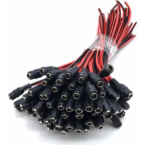 Wholesale 5\0pcs 12V DC Connectors Female Socket Jack Cable Adapter Plug Power 5.5 x 2.1mm for LED Strip Light CCTV Camera
